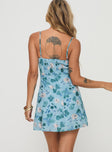 Floral mini dress Adjustable shoulder straps, scooped neckline, shirred band at back, invisible zip fastening, keyhole cut out at bust Non-stretch material, fully lined