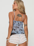 back view of model wearing Princess Polly Caladria Top Floral Sleeveless Square Neck 