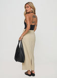 Maxi skirt Linen material look, zip & clasp fastening, split in hem at back Non-stretch material, fully lined 