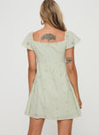 Mini dress Cap sleeve, v-neckline, tie detail at bust, invisible zip fastening down back Non-stretch material, fully lined