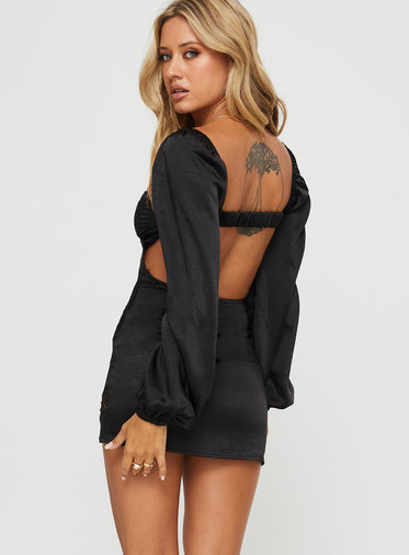 Kato Long Sleeve Mini Dress Black