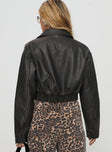 Eavar Faux Leather Jacket Washed Black