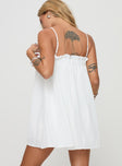 back view of model wearing Princess Polly Marsaline Mini Dress White Square Neck 