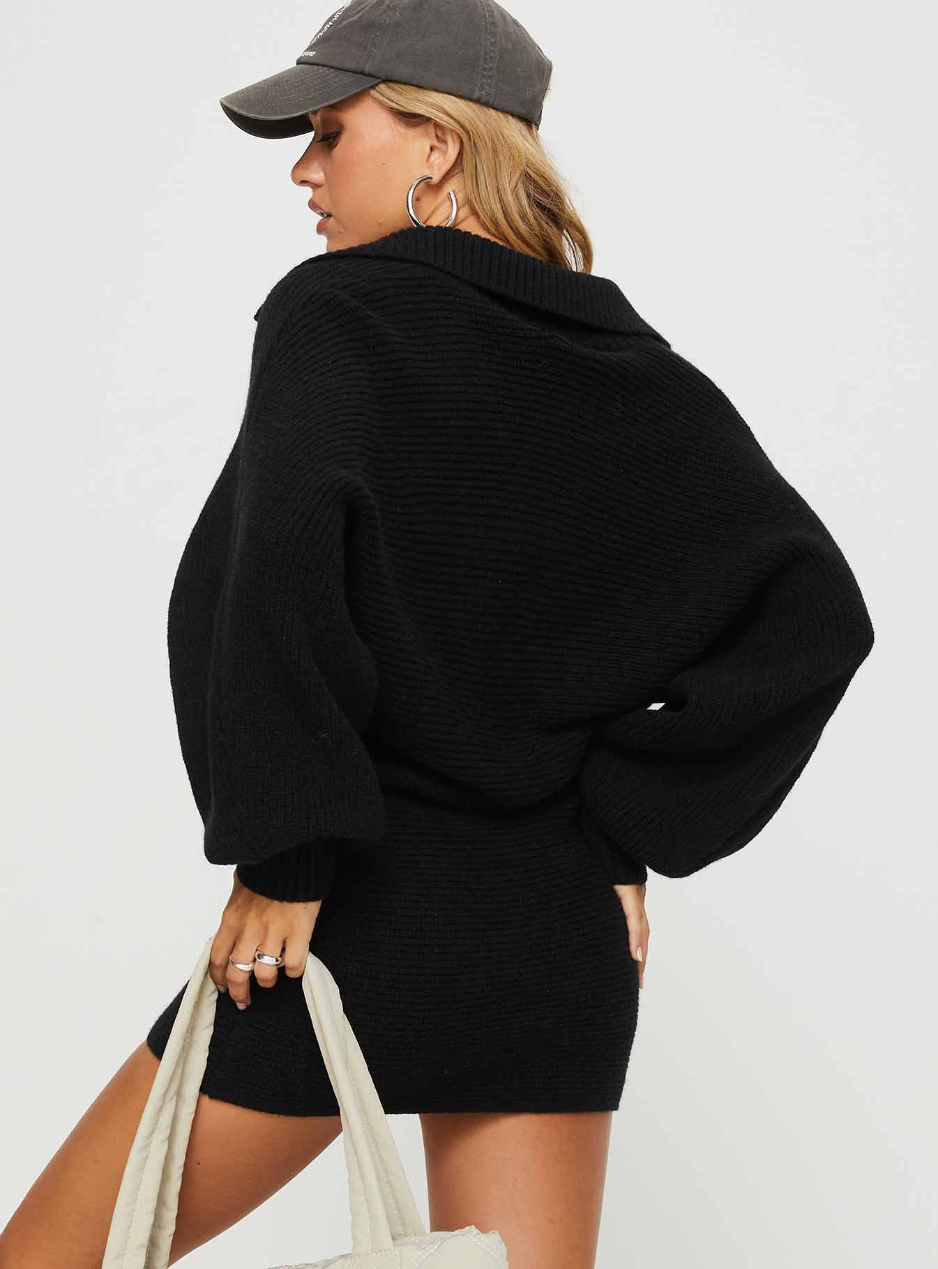 Thorelle Sweater Mini Dress Black | Princess Polly Thorelle Sweater Mini Dress Black | Princess Polly