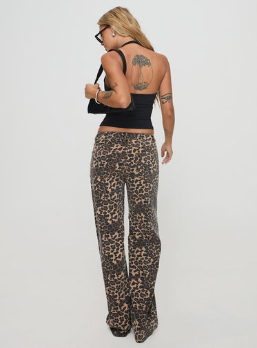 Top Model Low Rise Straight Leg Jeans Leopard
