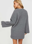 Princess Polly Round Neck  Sherwick Sweater Mini Dress Grey