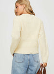 Kynlee Cable Knit Sweater Cream Princess Polly  regular 