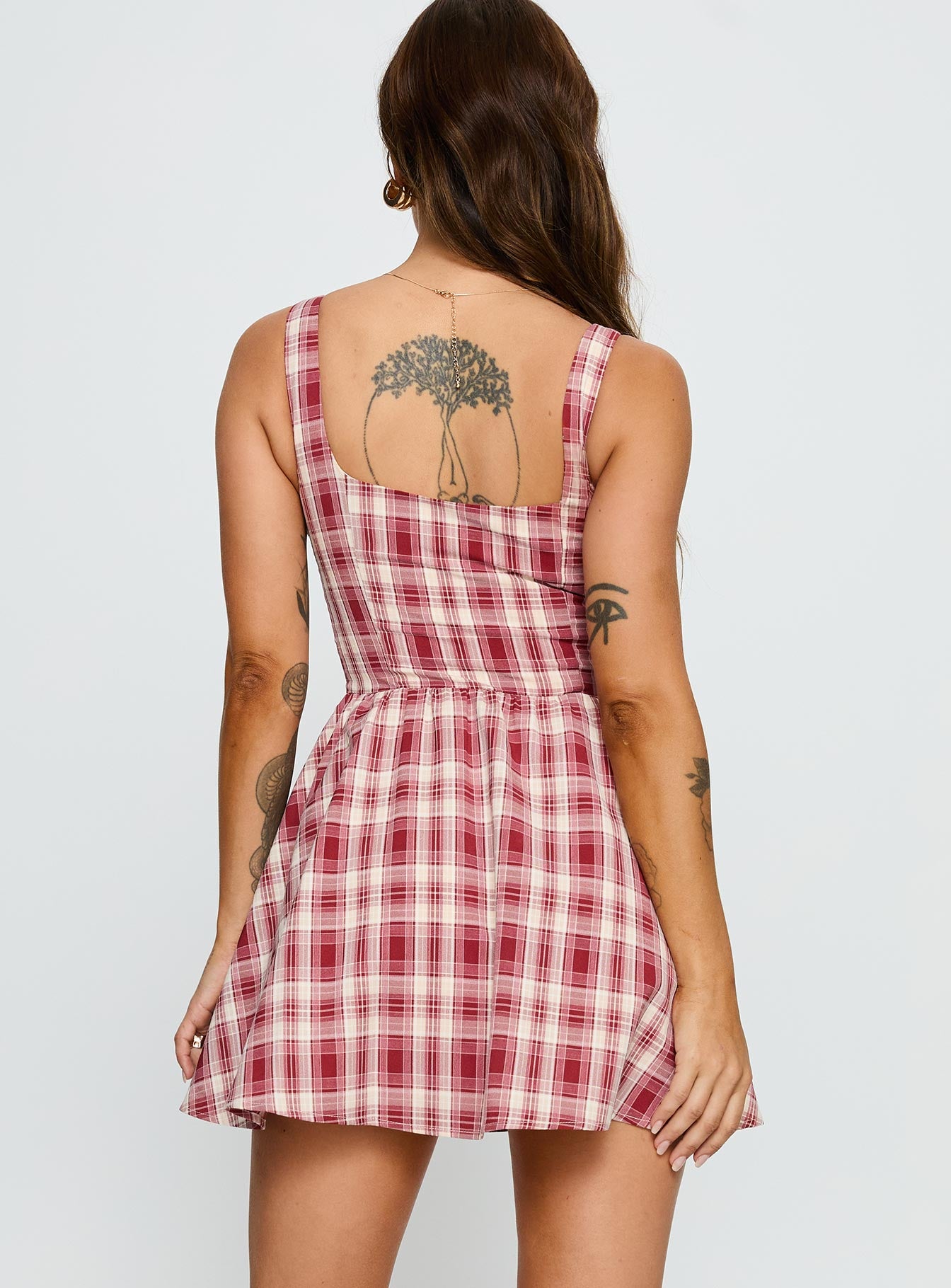 Ofeliah Mini Dress Red Check | Princess Polly