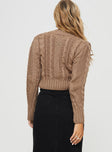 Degi Cropped Cable Sweater Brown Princess Polly  Cropped 
