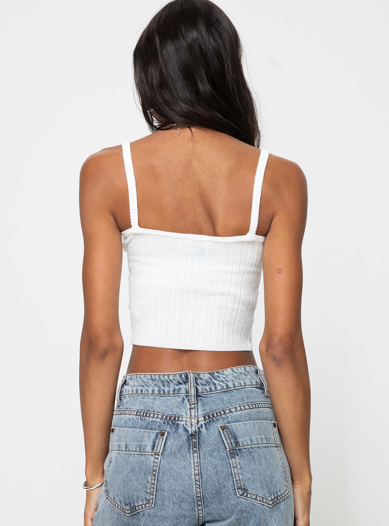 product Princess Polly Sleeveless Square Neck  Kyria Knit Top White