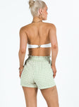 Shorts Geo print High rise Elasticated waistband with tie fastening Ruffle trimming Twin hip pockets