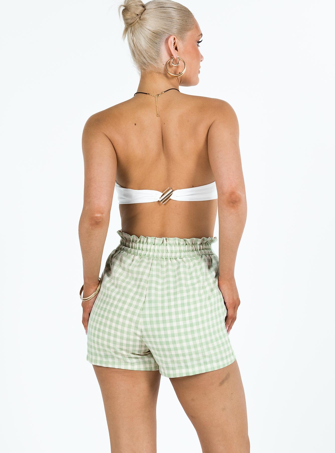 Gilda Shorts Green Gingham Princess Polly low-rise 