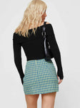 Gingham mini skirt Invisible zip fastening at back