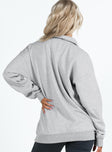 Princess Polly Quarter Zip Sweatshirt Cursive Text Grey Marle / Slate Princess Polly  regular 