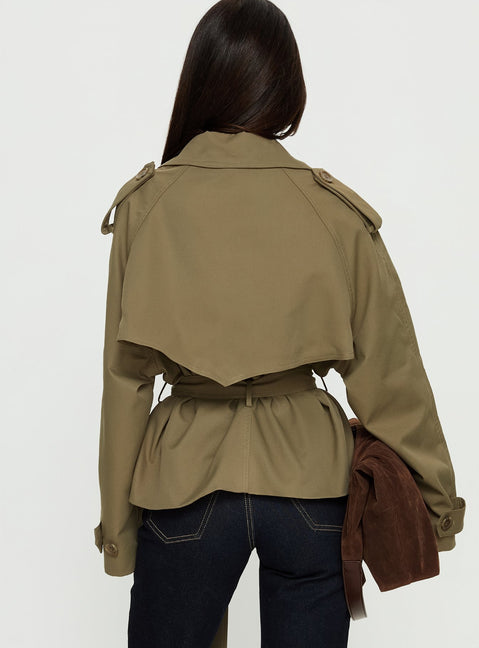 Eldora Cropped Trench Coat Green