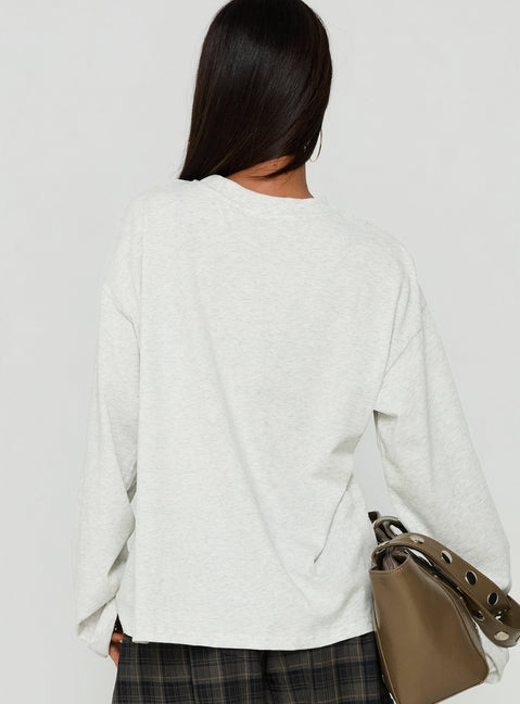 Settle Down Long Sleeve Top Grey Marle