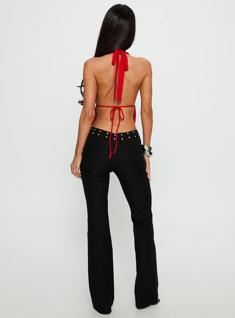 Yevina Eyelet Flare Pant Black Tall
