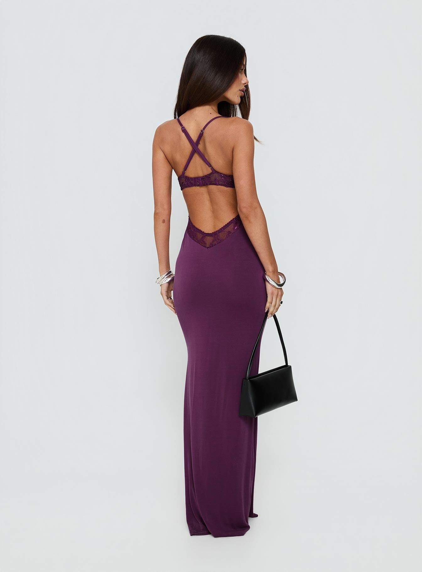 Totema Lace Halter Maxi Dress Purple | Princess Polly Totema Lace Halter Maxi Dress Purple | Princess Polly