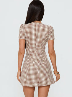 Loveliness Playsuit Brown Check Petite