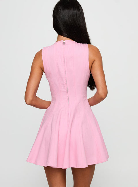 pink keyhole dress Twist Front Keyhole Back Midi Dress
