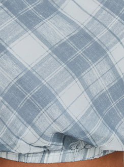 Sabbine Off Shoulder Top Blue Check
