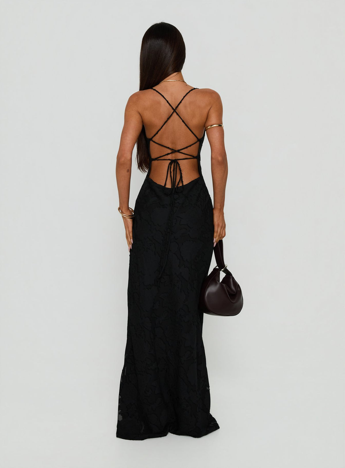Celena Maxi Dress Black Burnout