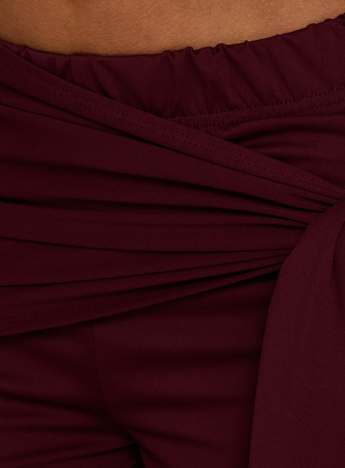 Hadlia Tie Waist Pants Burgundy Petite
