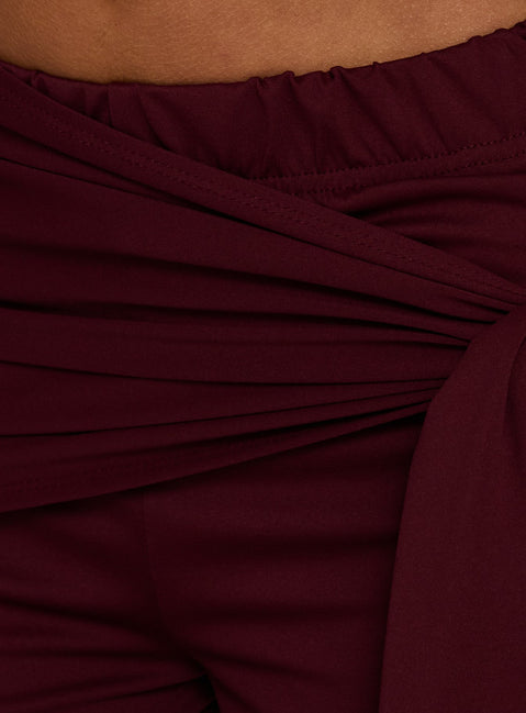 Hadlia Tie Waist Pants Burgundy Petite