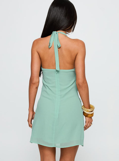 Telenova Halter Mini Dress Green | Princess Polly Telenova Halter Mini Dress Green | Princess Polly