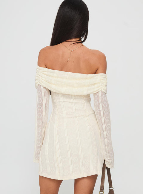 Colettie Long Sleeve Mini Dress Cream | Princess Polly Colettie Long Sleeve Mini Dress Cream | Princess Polly