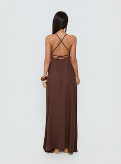 Solie Tie Back Maxi Dress Chocolate