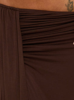 Keerah Ruched Maxi Skirt Brown