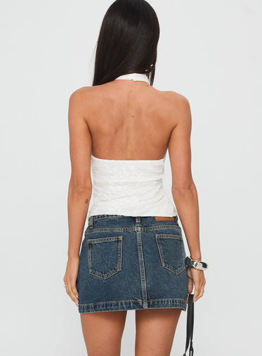 Nickei Denim Mini Skirt Washed Blue