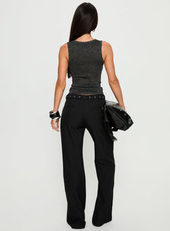Deonne Straight Leg Buckle Pants Black