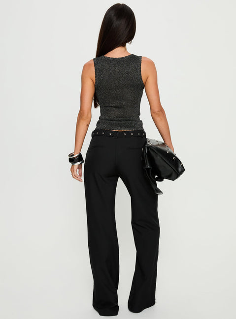 Deonne Straight Leg Buckle Pants Black