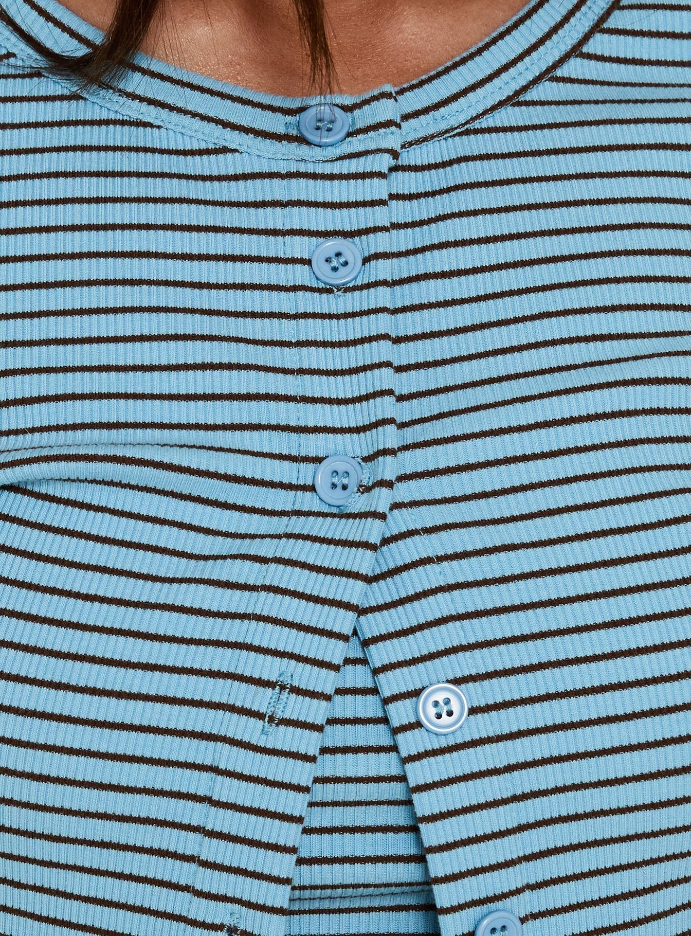 Serafia Button Up Cardigan Blue Stripe