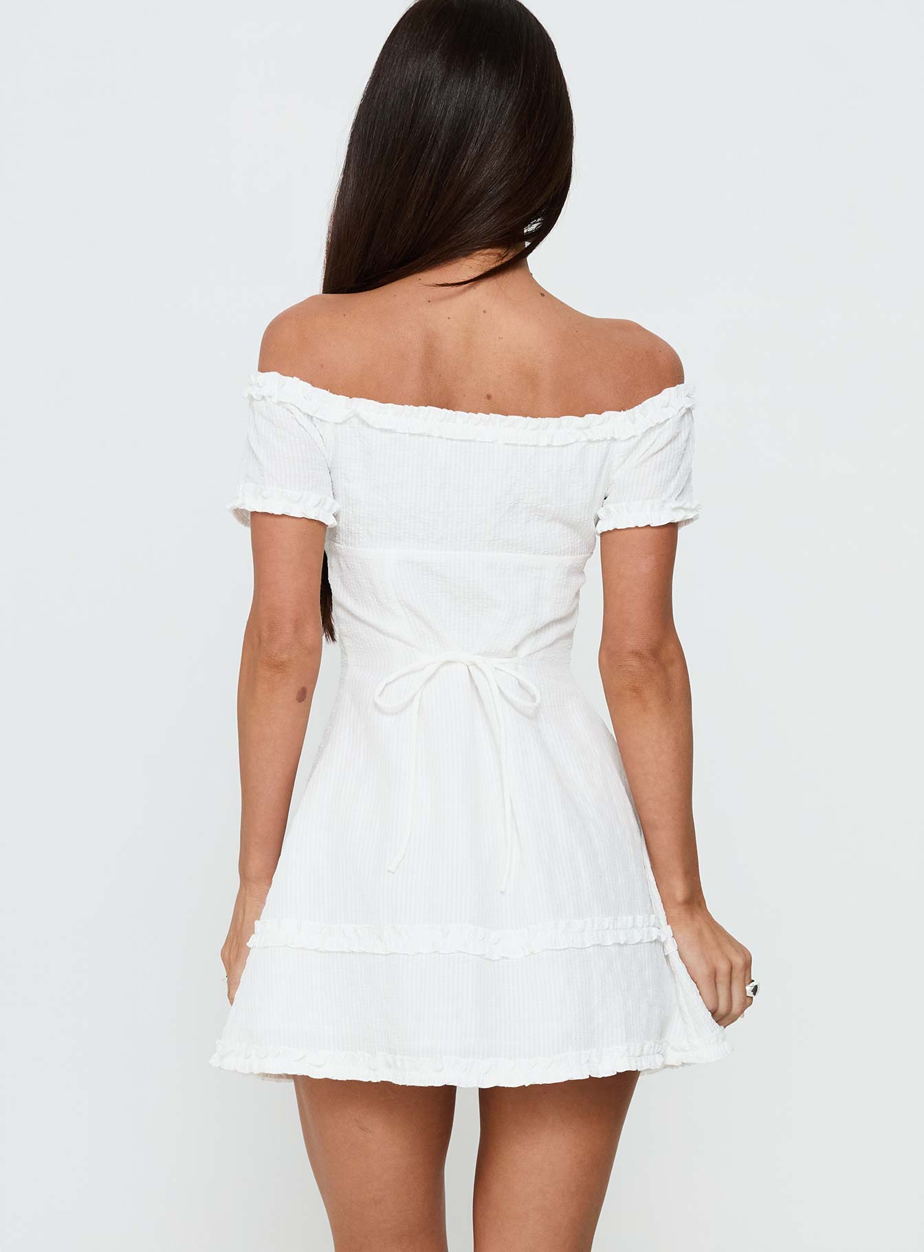 princess polly white ruffle mini dress Zoela Off Shoulder Ruffle Mini Dress | White | Womens