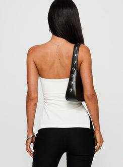 back view of model wearing Princess Polly Express Yourself Zip Side Top White Sleeveless straight 