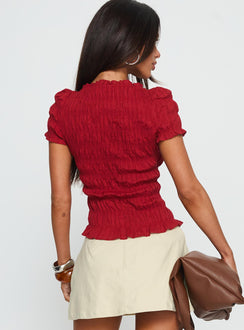 Romelle Shirred Top Red