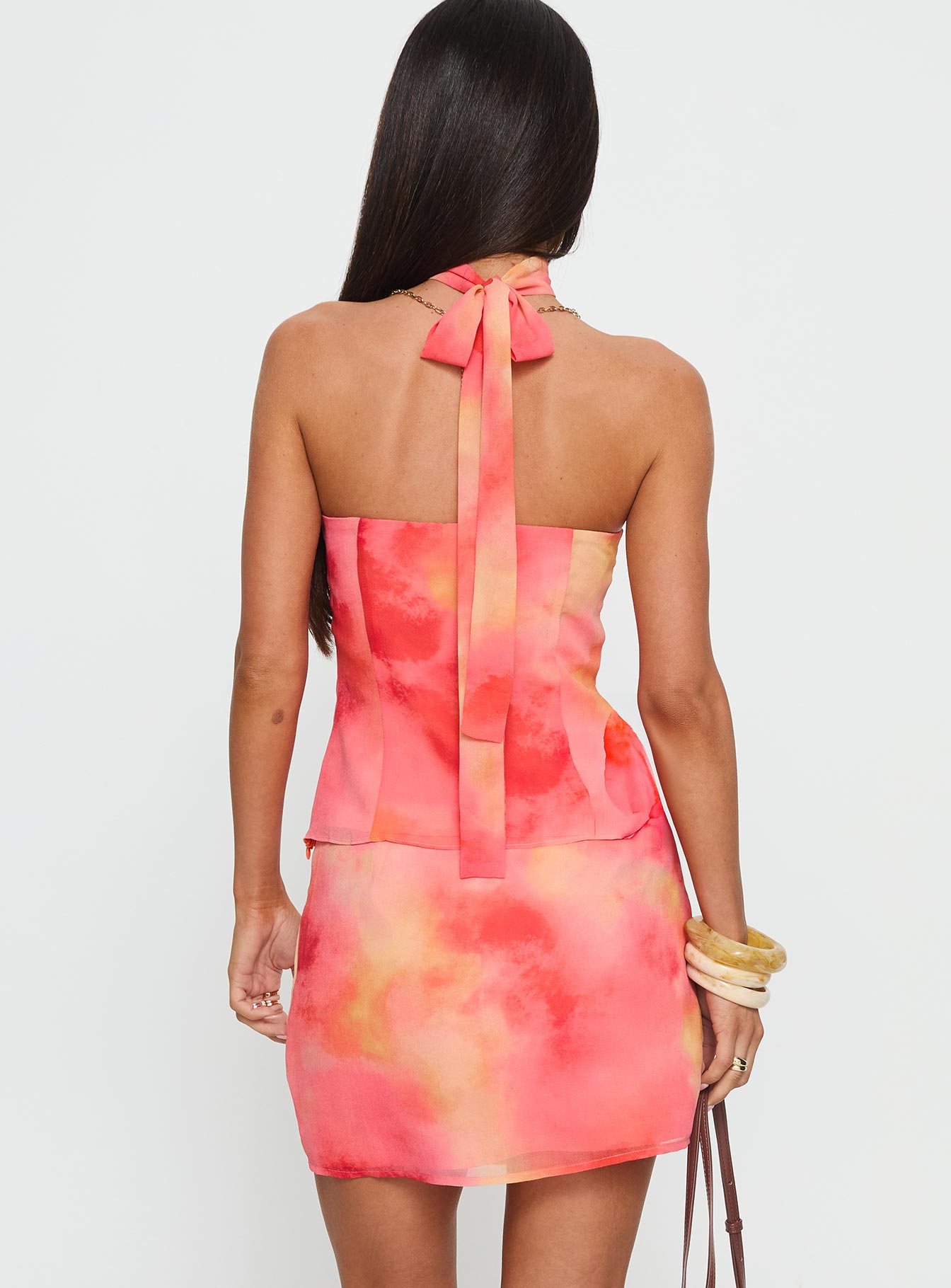 back view of model wearing Princess Polly Fondness Mini Skirt Multi Mini Skirts 