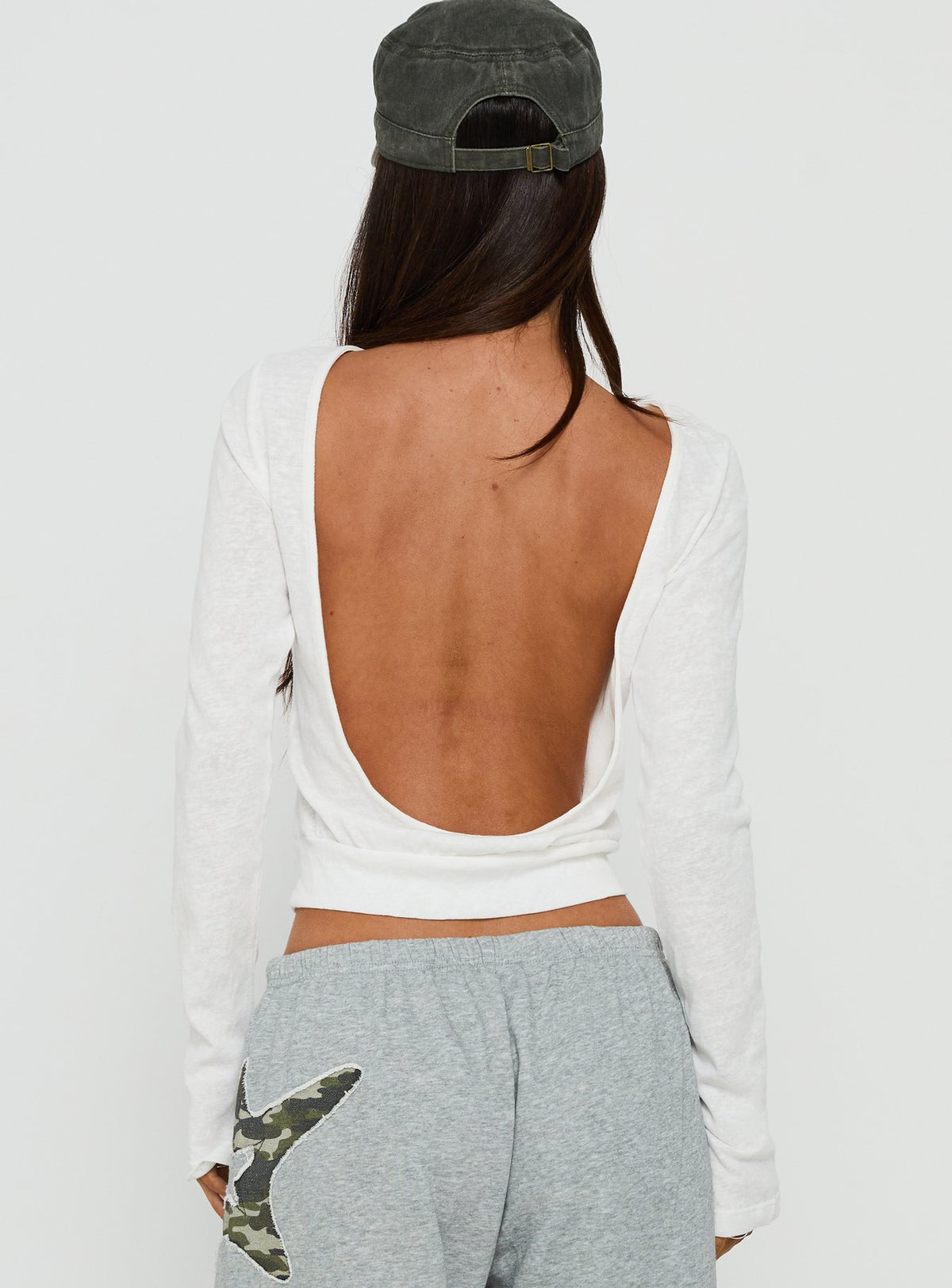 Bexxley Low Back Long Sleeve Top White