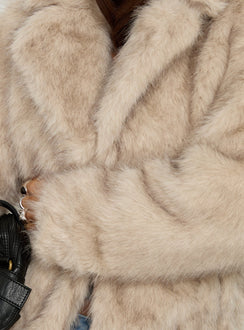 Clova Faux Fur Coat Grey