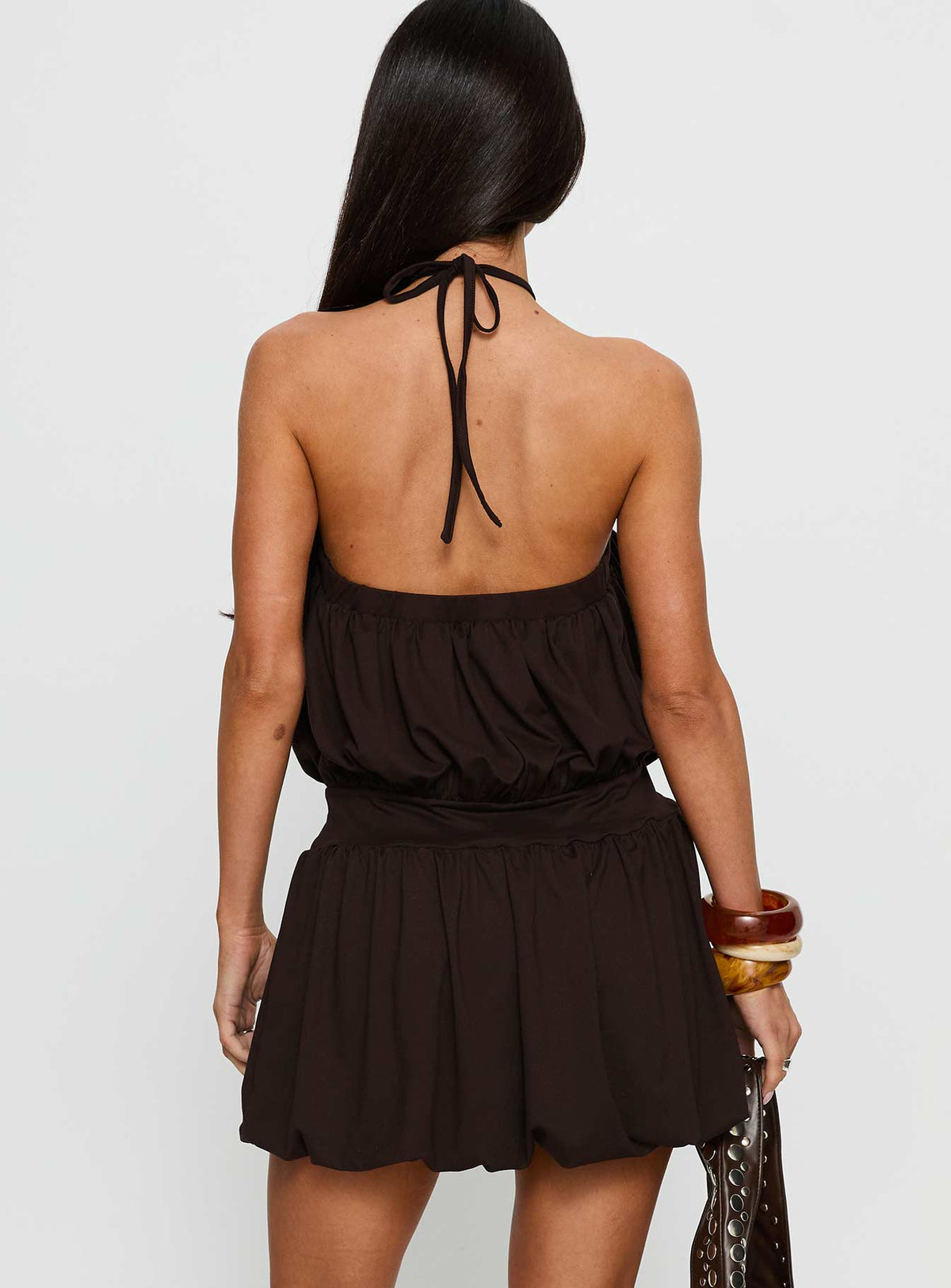 Sunnee Eyelet Detail Playsuit Brown Tall