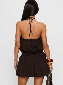 Sunnee Eyelet Detail Playsuit Brown Tall
