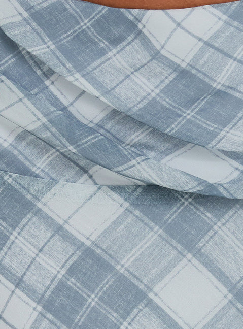 Sabbine Asymmetrical Midi Skirt Blue Check