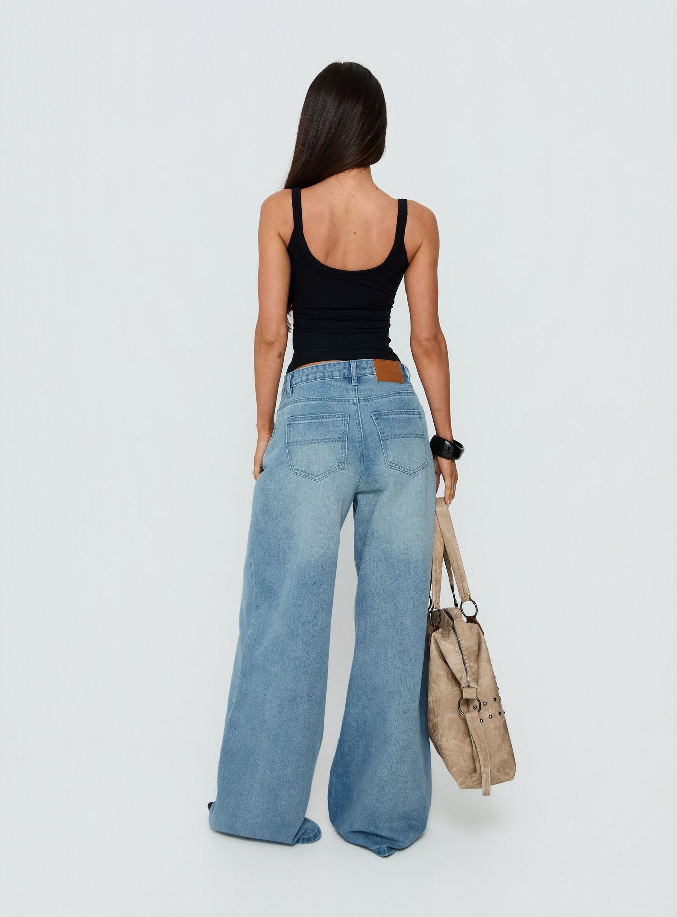 Naylor Mid Rise Wide Leg Jeans Light Wash Denim Light Blue Wash Petite