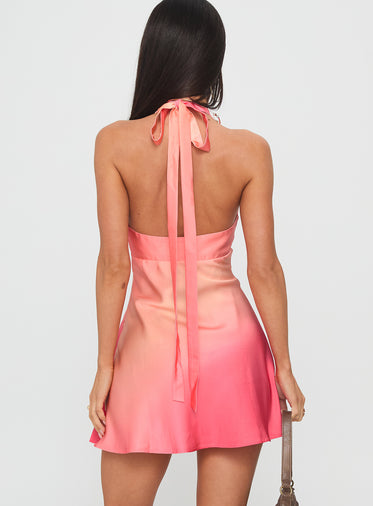 Laleisa Beaded Halter Mini Dress Multi