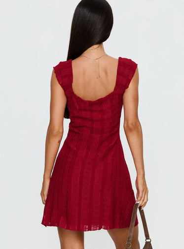 open lace back dress Cosie Mini Dress Red