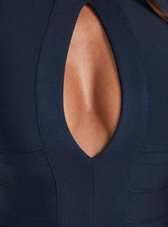 Kimanah Keyhole Bandage Mini Dress Navy