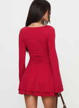 Canino Long Sleeve Mini Dress Red